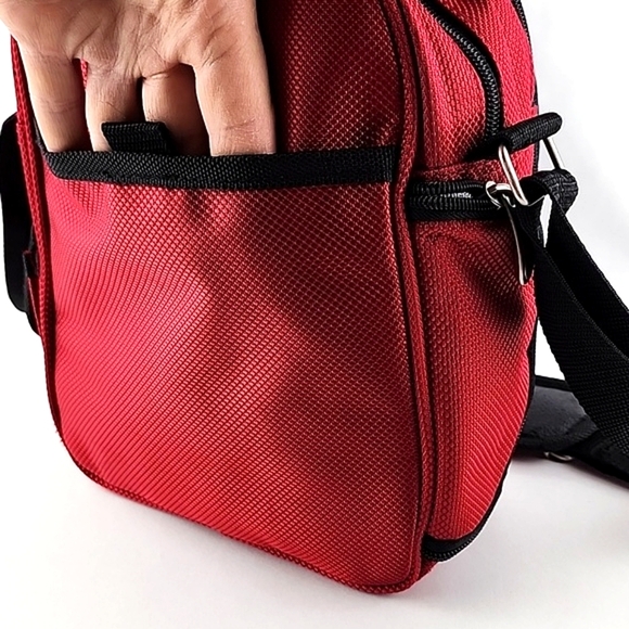 Ricardo Crossbody Bag Red Black Multi  Compartments Adjustable Strap 10" x 9" - Picture 4 of 14